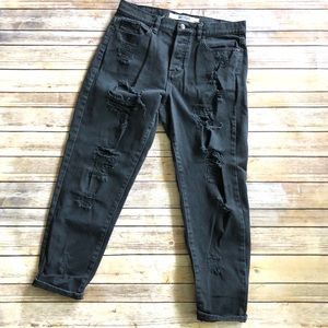 MELVILLE DISTRESSED BLACK JEANS